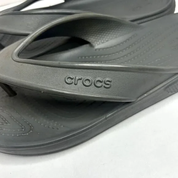 Crocs Gray Flip Flop Sandals Comfy Durable Unisex - Picture 4 of 10